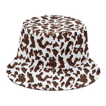 Brown And White Cow Pattern Print Bucket Hat