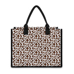 Brown And White Cow Pattern Print Canvas Tote Bag