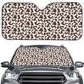 Brown And White Cow Pattern Print Car Windshield Sun Shade
