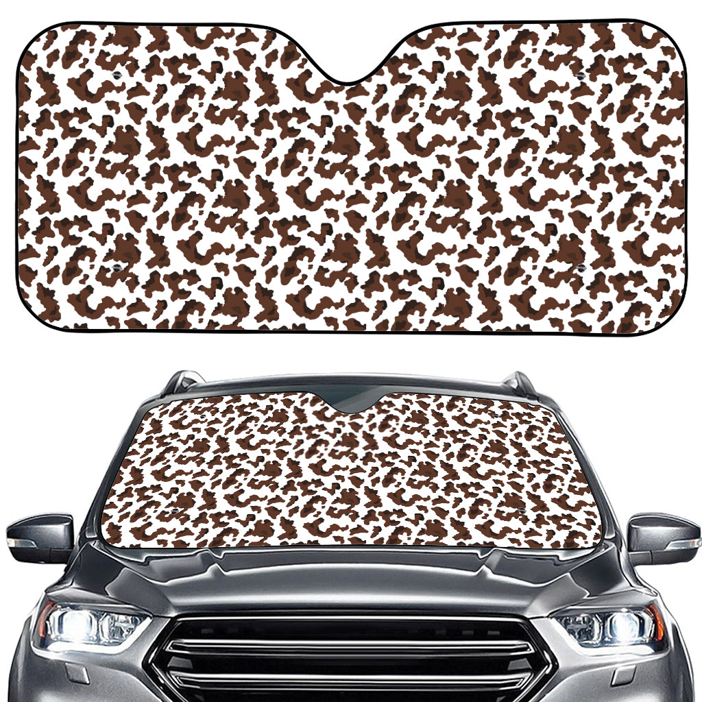 Brown And White Cow Pattern Print Car Windshield Sun Shade