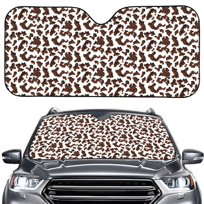 Brown And White Cow Pattern Print Car Windshield Sun Shade