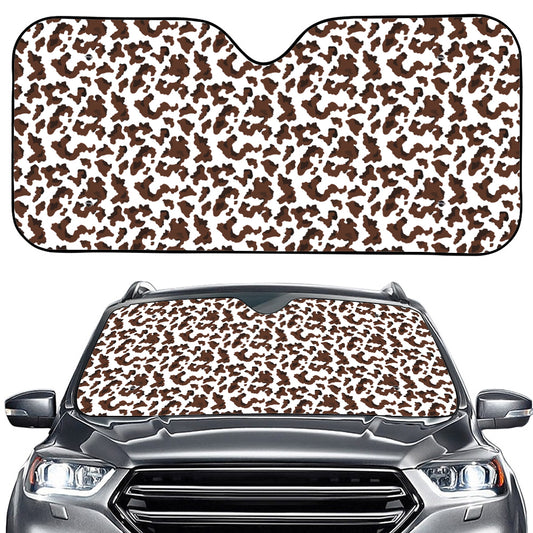 Brown And White Cow Pattern Print Car Windshield Sun Shade