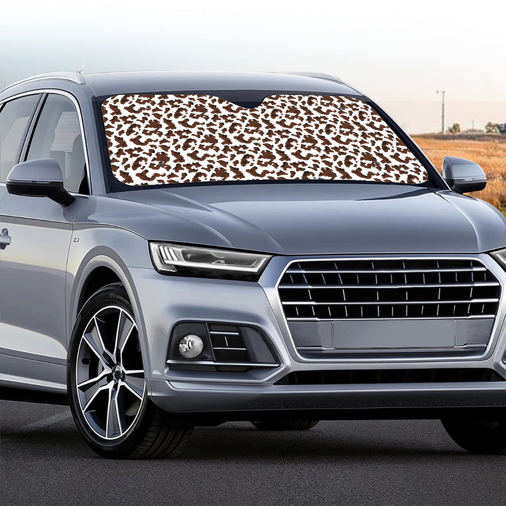 Brown And White Cow Pattern Print Car Windshield Sun Shade