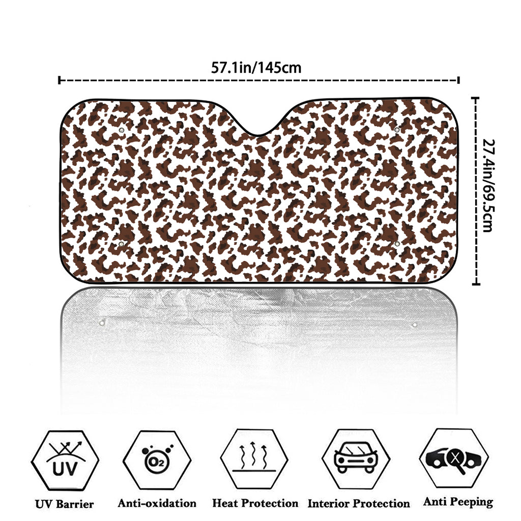 Brown And White Cow Pattern Print Car Windshield Sun Shade