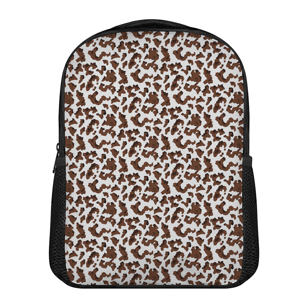 Brown And White Cow Pattern Print Casual Backpack