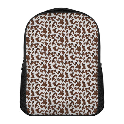 Brown And White Cow Pattern Print Casual Backpack
