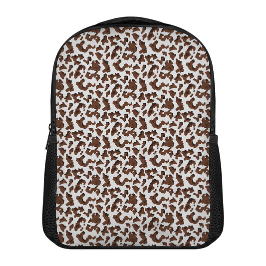 Brown And White Cow Pattern Print Casual Backpack