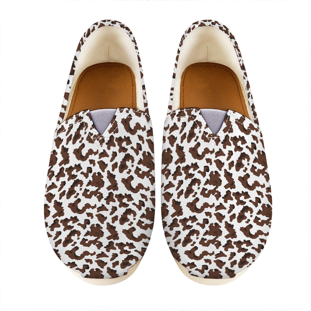 Brown And White Cow Pattern Print Casual Shoes