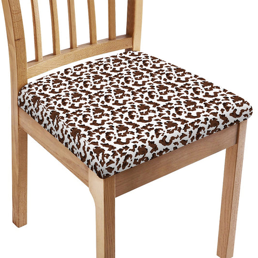 Brown And White Cow Pattern Print Chair Cushion Cover