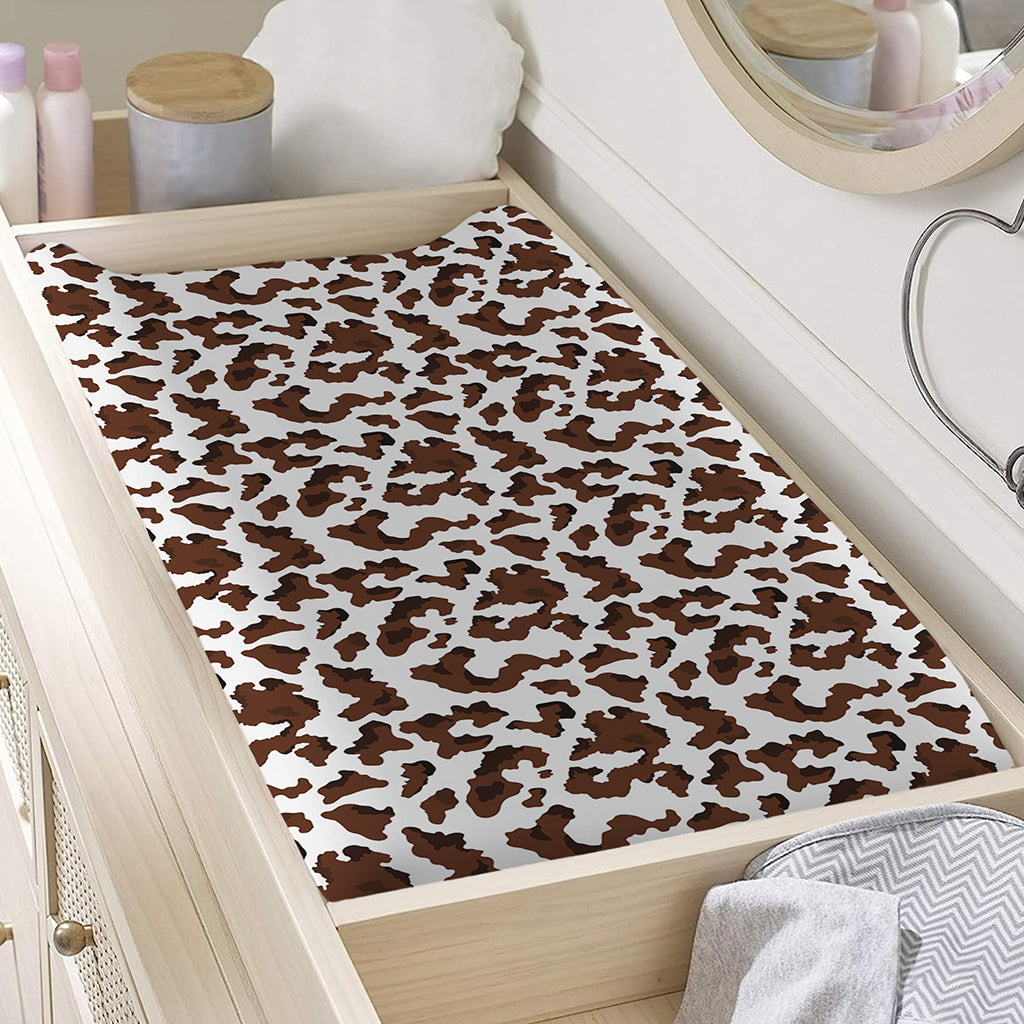 Brown And White Cow Pattern Print Changing Pad Cover