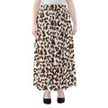 Brown And White Cow Pattern Print Chiffon Maxi Skirt