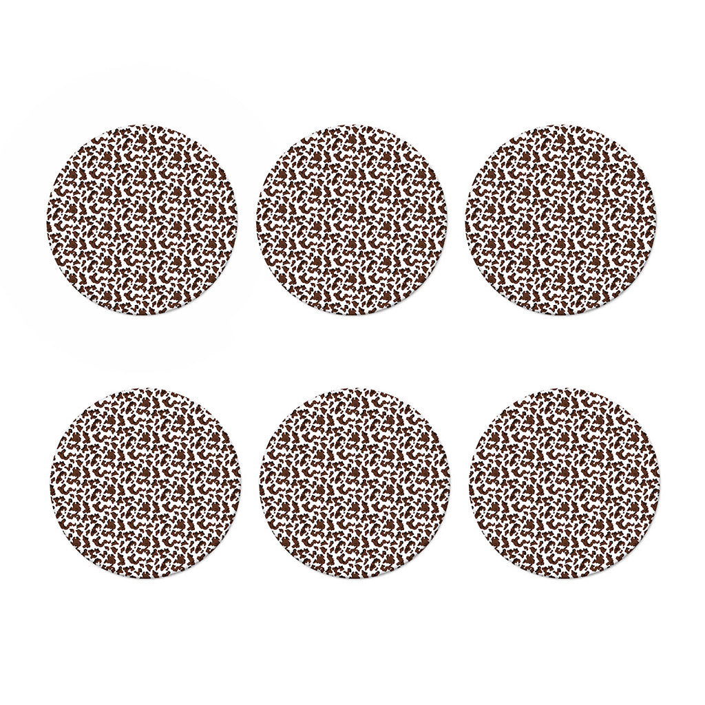 Brown And White Cow Pattern Print Coaster Set