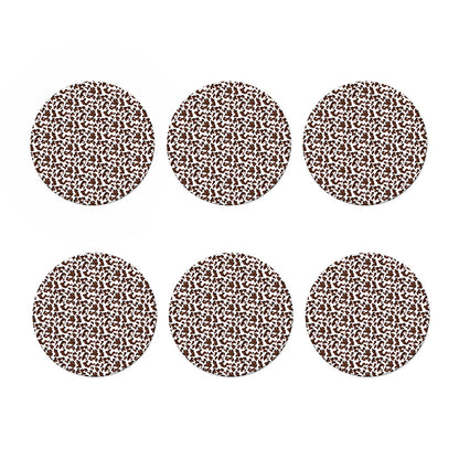 Brown And White Cow Pattern Print Coaster Set