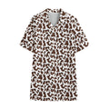 Brown And White Cow Pattern Print Cotton Hawaiian Shirt