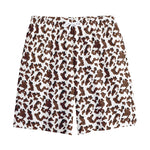 Brown And White Cow Pattern Print Cotton Shorts