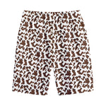 Brown And White Cow Pattern Print Cotton Shorts