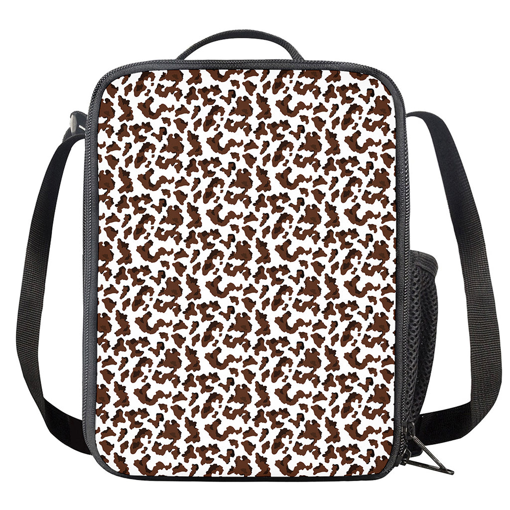 Brown And White Cow Pattern Print Crossbody Lunch Bag