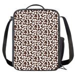 Brown And White Cow Pattern Print Crossbody Lunch Bag