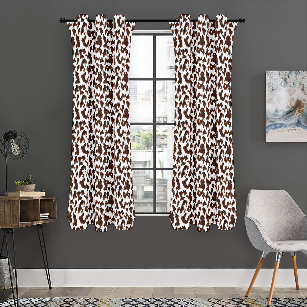Brown And White Cow Pattern Print Curtain