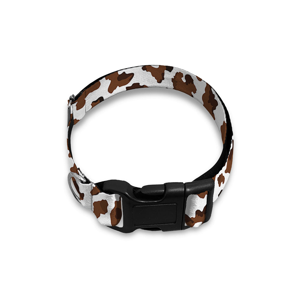 Brown And White Cow Pattern Print Dog Collar
