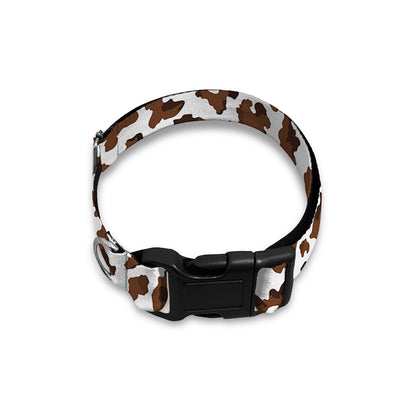 Brown And White Cow Pattern Print Dog Collar
