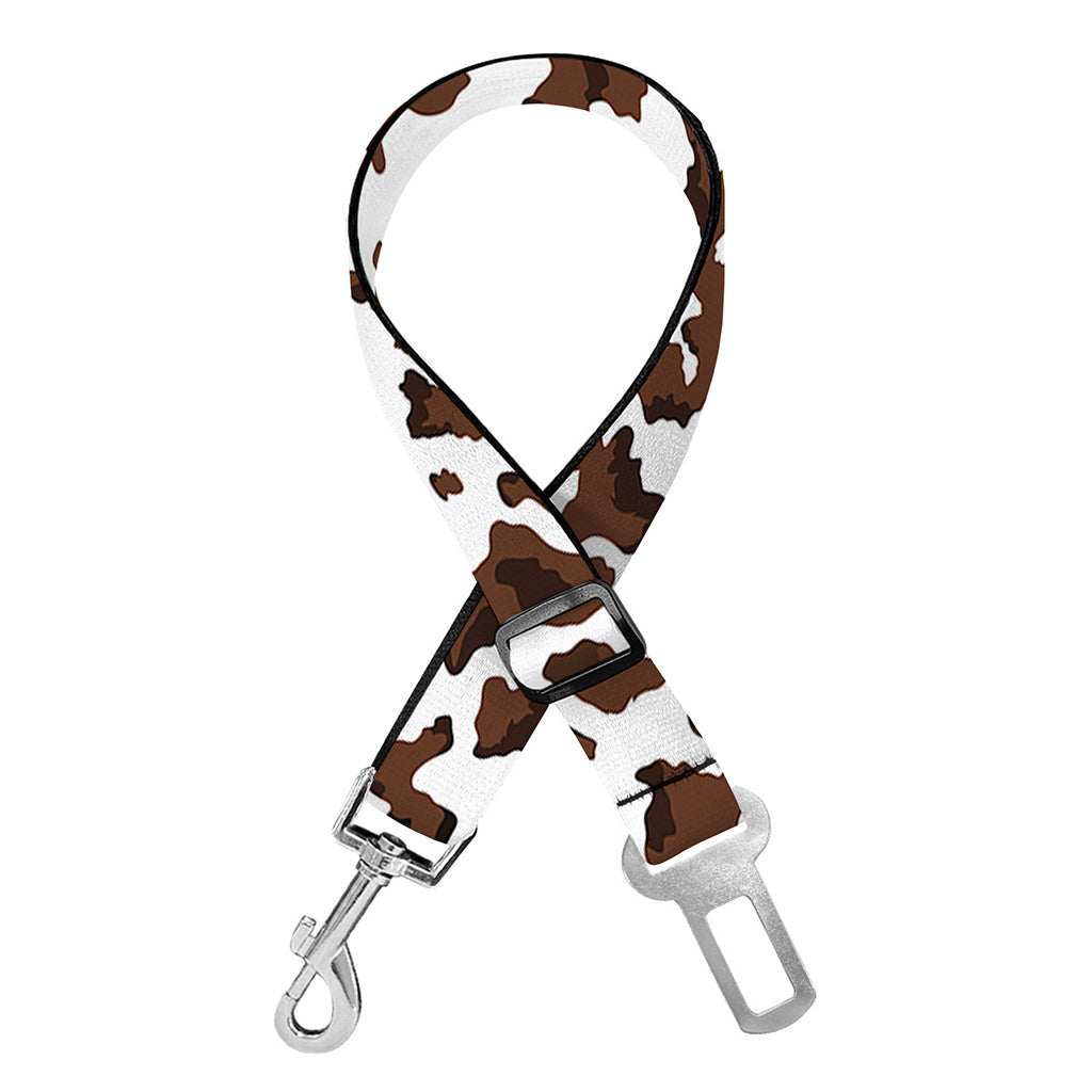 Brown And White Cow Pattern Print Dog Seat Belt