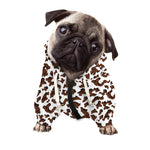 Brown And White Cow Pattern Print Dog Zip Up Hoodie