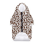 Brown And White Cow Pattern Print Dog Zip Up Hoodie