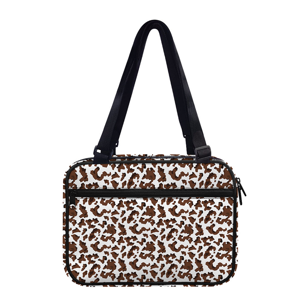 Brown And White Cow Pattern Print Double Strap Bible Bag