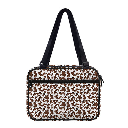 Brown And White Cow Pattern Print Double Strap Bible Bag