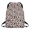 Brown And White Cow Pattern Print Drawstring Backpack