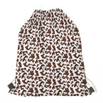 Brown And White Cow Pattern Print Drawstring Bag