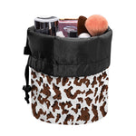 Brown And White Cow Pattern Print Drawstring Makeup Bag