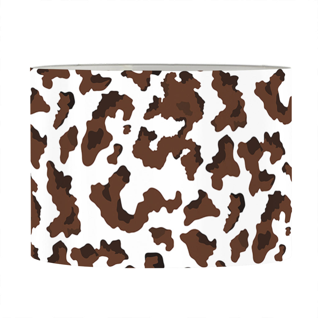 Brown And White Cow Pattern Print Drum Lamp Shade