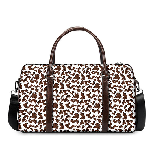 Brown And White Cow Pattern Print Duffle Bag