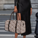 Brown And White Cow Pattern Print Duffle Bag