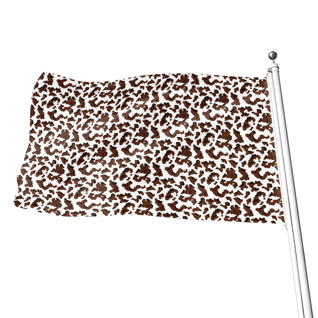 Brown And White Cow Pattern Print Flag