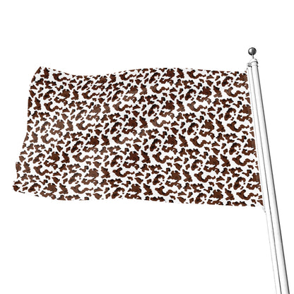 Brown And White Cow Pattern Print Flag