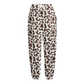 Brown And White Cow Pattern Print Fleece Lined Knit Pants
