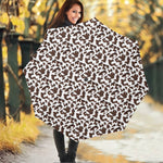 Brown And White Cow Pattern Print Foldable Umbrella