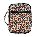 Brown And White Cow Pattern Print Front Pocket Bible Bag