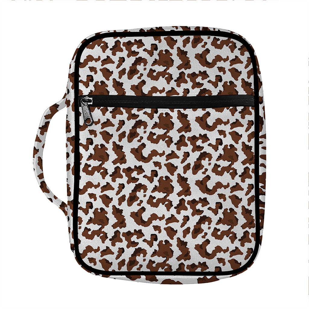 Brown And White Cow Pattern Print Front Pocket Bible Bag