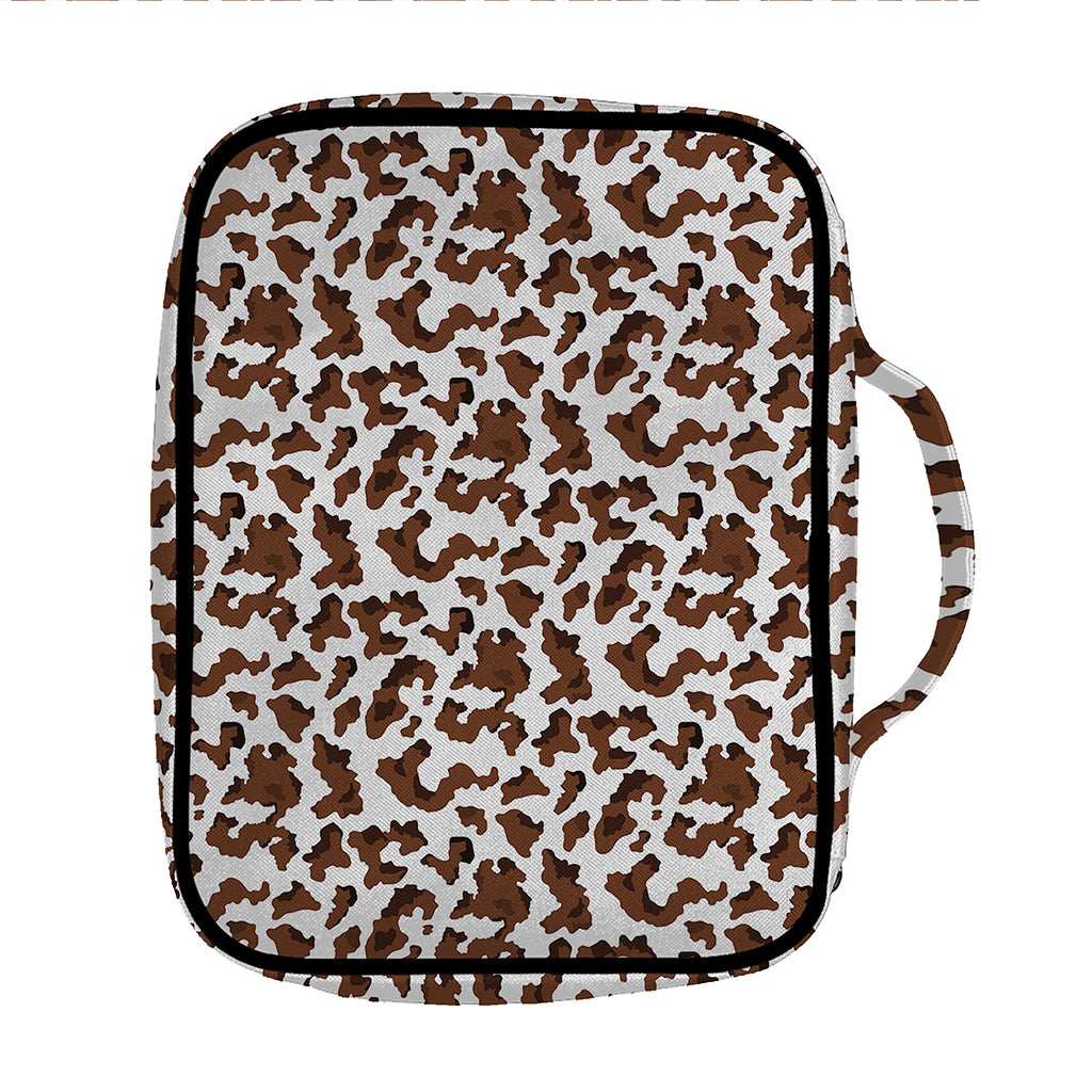 Brown And White Cow Pattern Print Front Pocket Bible Bag