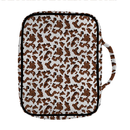 Brown And White Cow Pattern Print Front Pocket Bible Bag