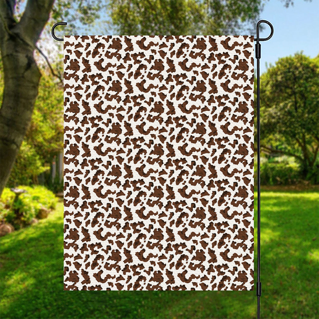 Brown And White Cow Pattern Print Garden Flag