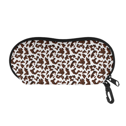 Brown And White Cow Pattern Print Glasses Case