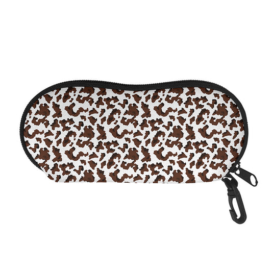 Brown And White Cow Pattern Print Glasses Case