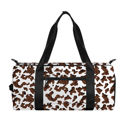 Brown And White Cow Pattern Print Gym Bag