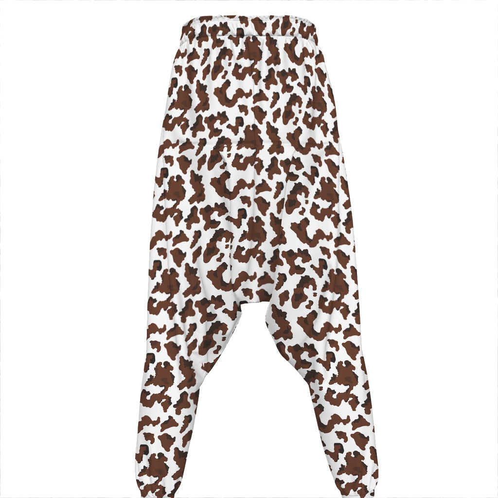 Brown And White Cow Pattern Print Hammer Pants