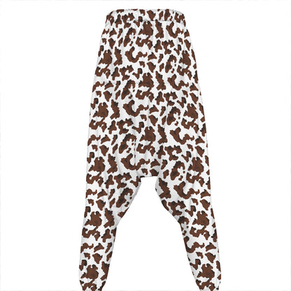 Brown And White Cow Pattern Print Hammer Pants